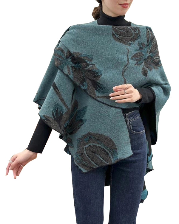 Teal Floral Poncho
