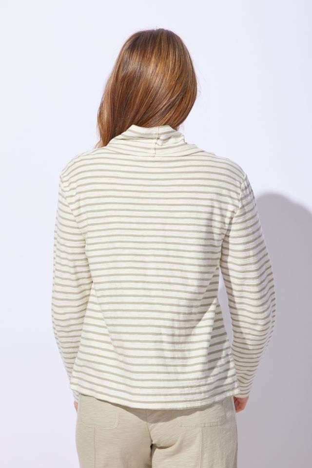 Ivory Stripe Chill Funnel Neck Top