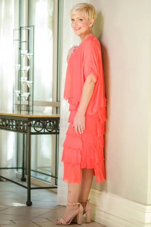 Coral Tier 3/4 Dress