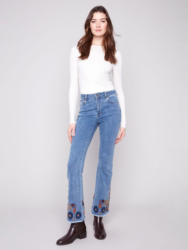 Flared Embroidered Jean