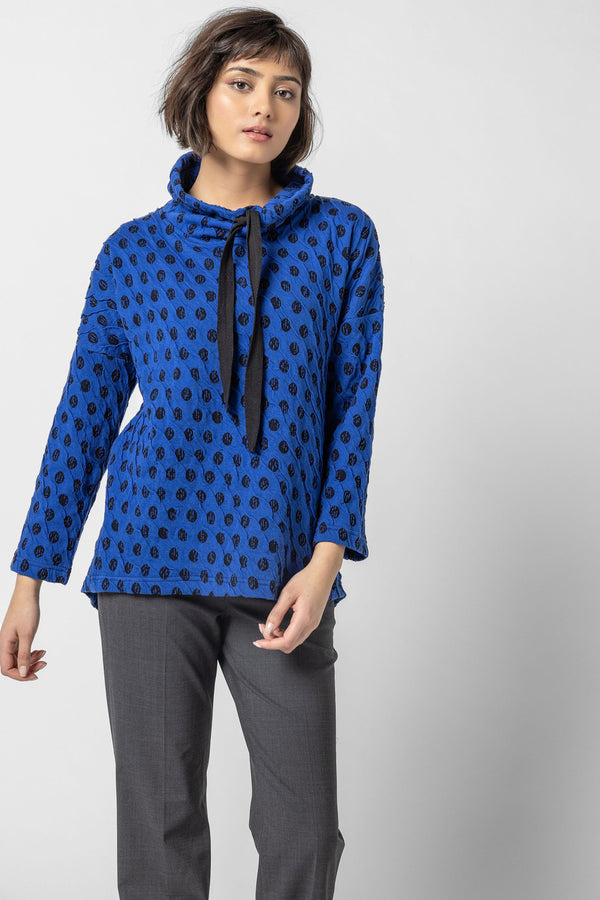 Sapphire Polka Dot Cowl Top