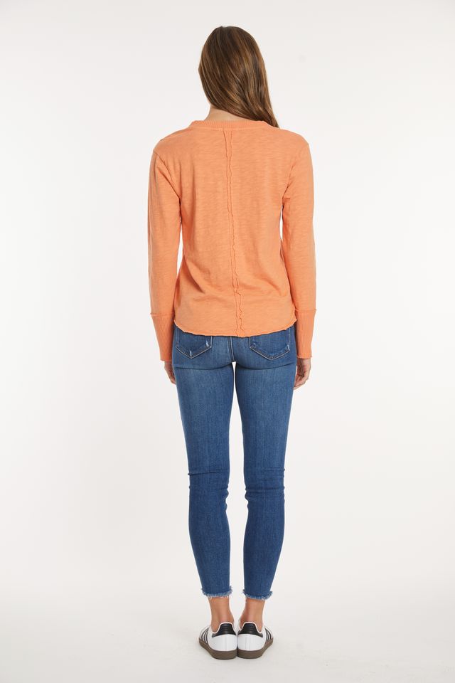 Apricot V-Neck Waffle Top