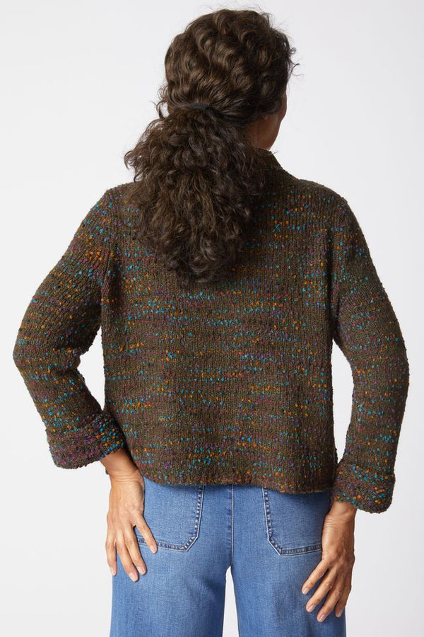 Forest Funnel Button Sweater