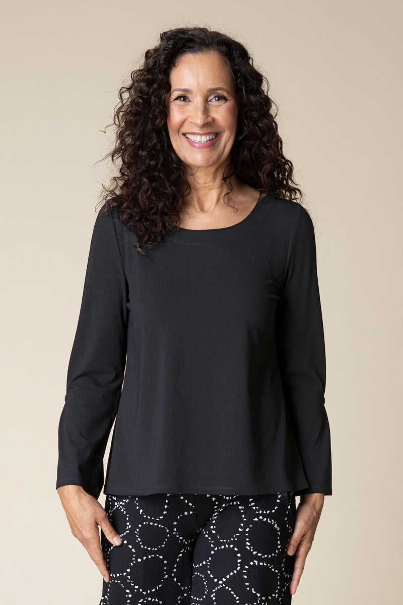 Black PLeated Sleeve Top