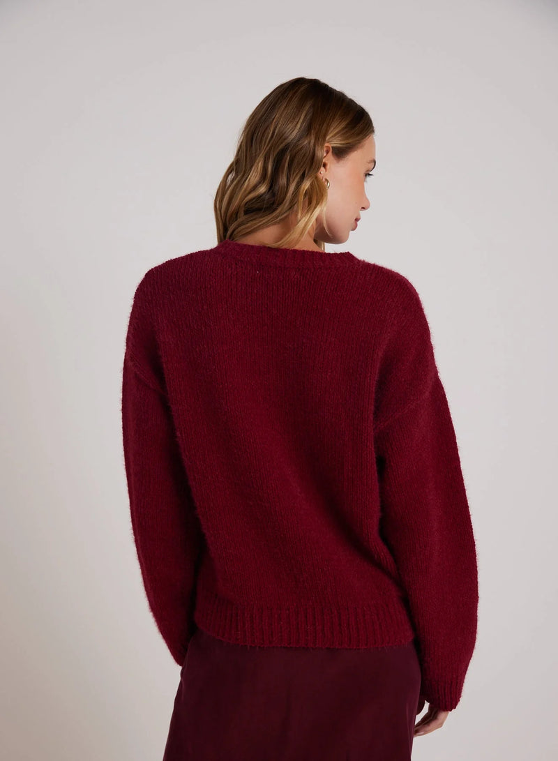 Plum Fuzzy Chenille Sweater