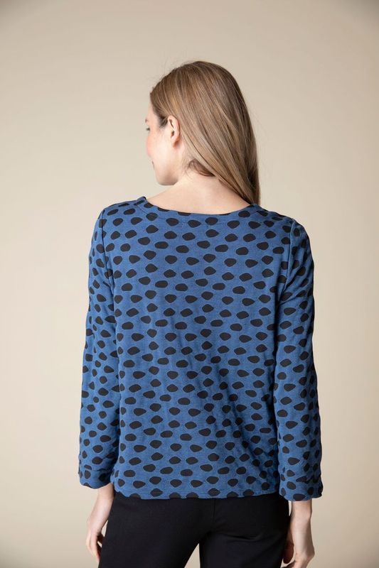 Sapphire and Black Polk Dot Top