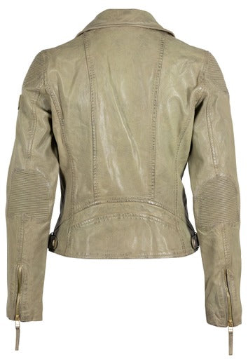 Sage Distressed Leather Jacket