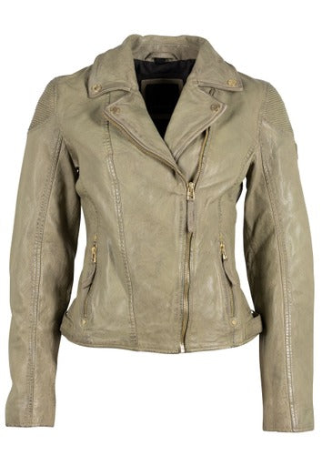 Sage Distressed Leather Jacket