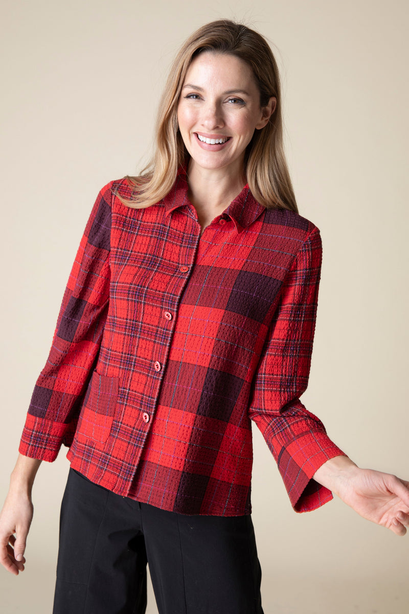 Apple Red Plaid Jacket Shirt