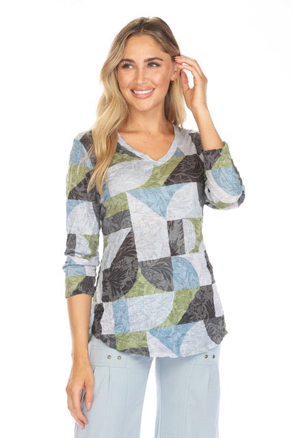 Sage Mosaic Vee Top