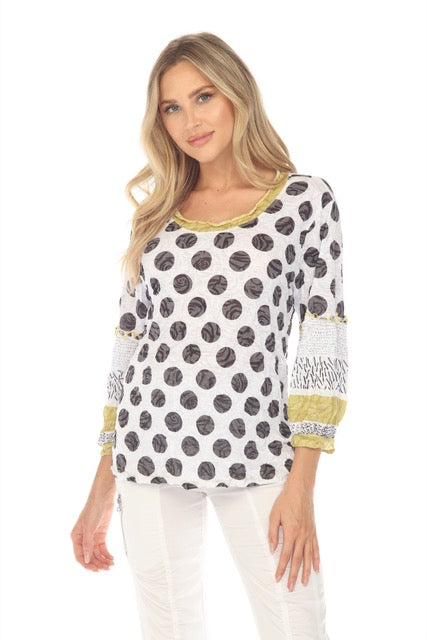Mixed Dots Crinkle Top