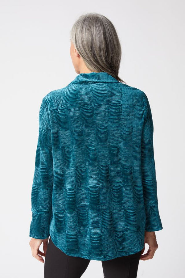 Juniper Crinkle Velvet Button Top