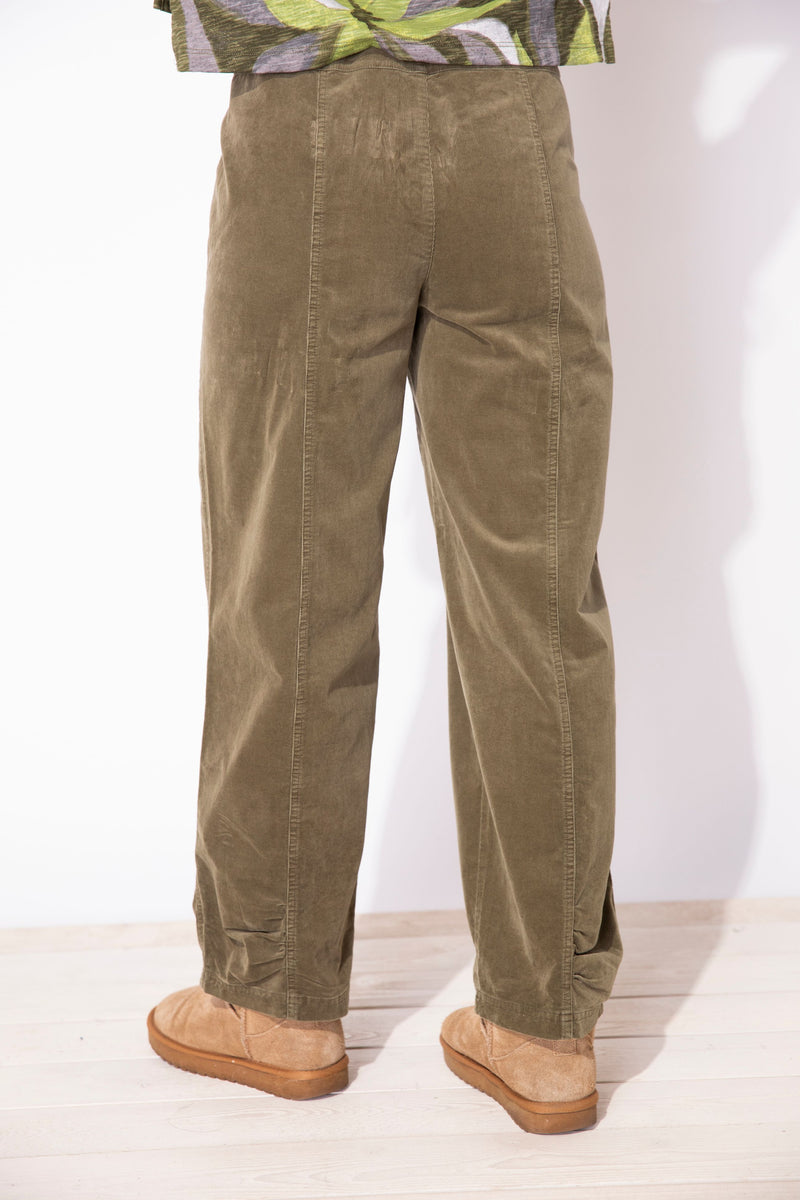 Olive Ruched Flood Pant