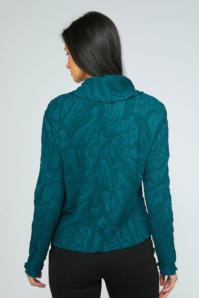 Floral Embossed Cowl Top