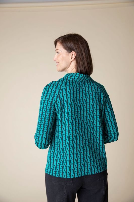 Teal Jacquard Raglan Top