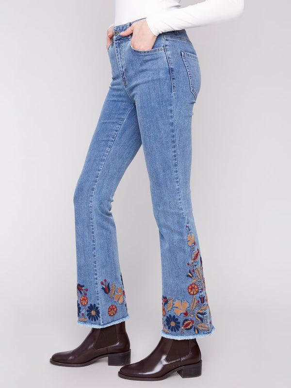 Flared Embroidered Jean