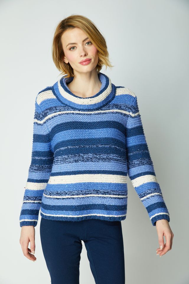 Midnight Stripes Cowl Sweater