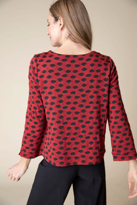 Red and Black Polk Dot Top