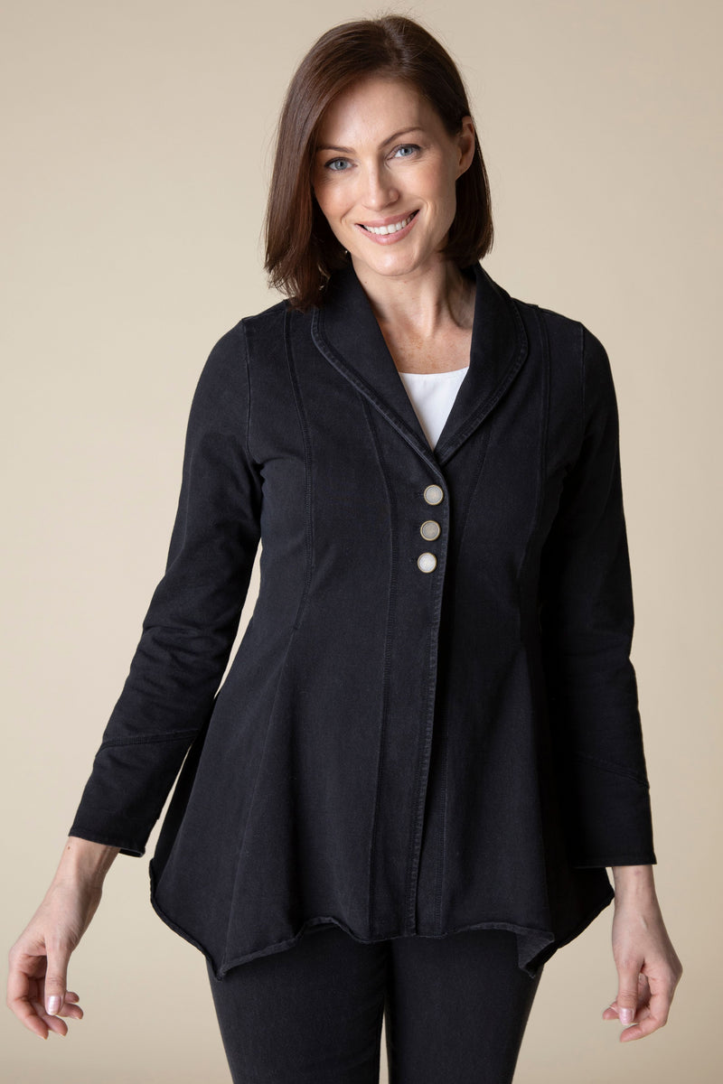 Black Cotton Swing Jacket