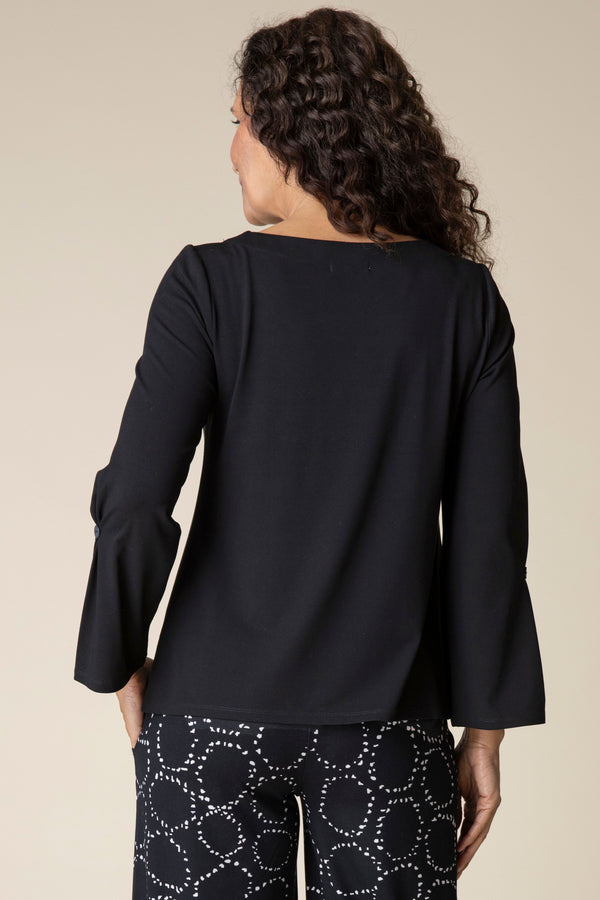 Black PLeated Sleeve Top