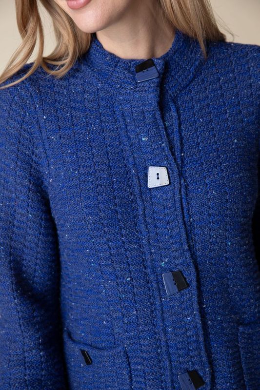 Sapphire Brick Stitch Button Cardi