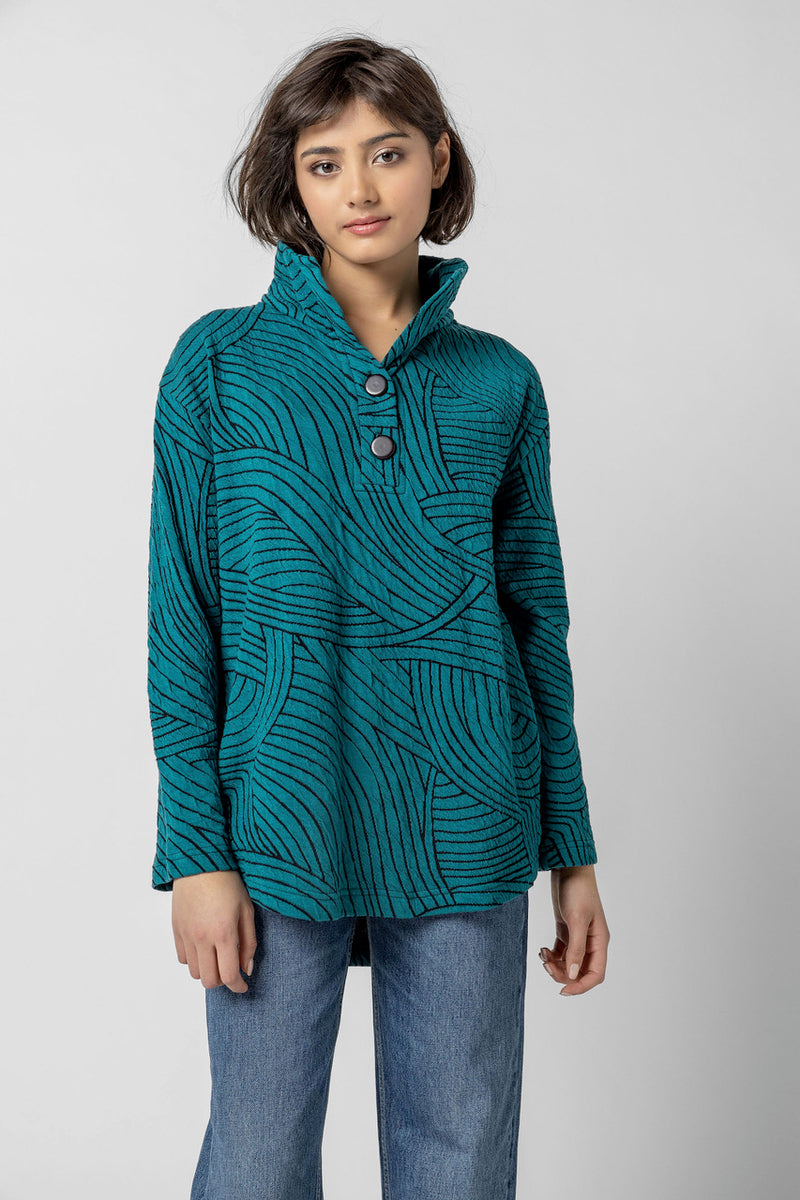 Jade Swirl Cowl Neck Tunic Top