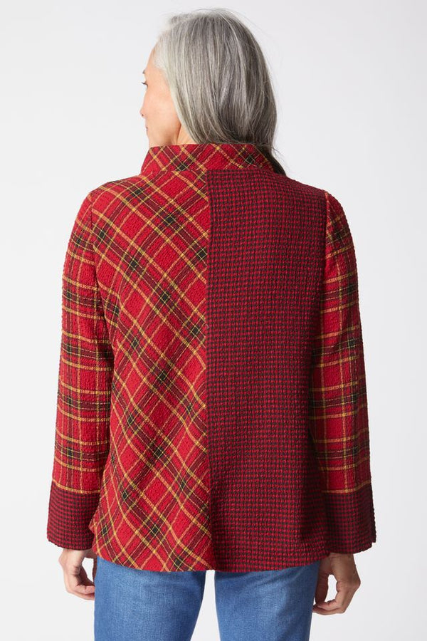 Scarlet Plaid Button Cuff top