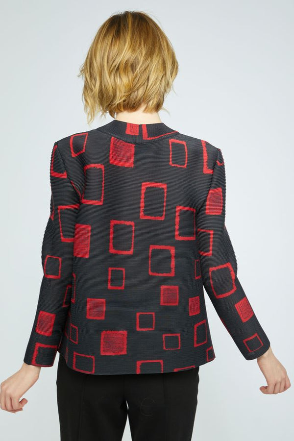 Red & Black Pleated Top