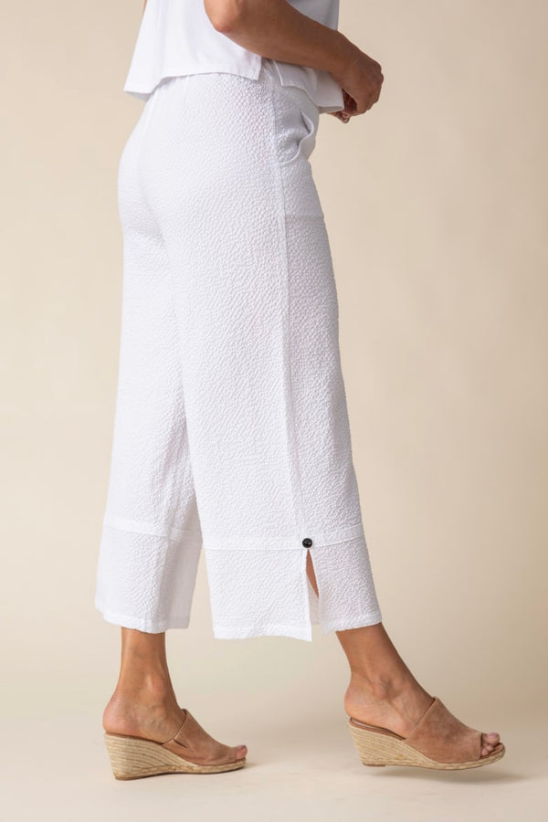 White Texture Crop Pant