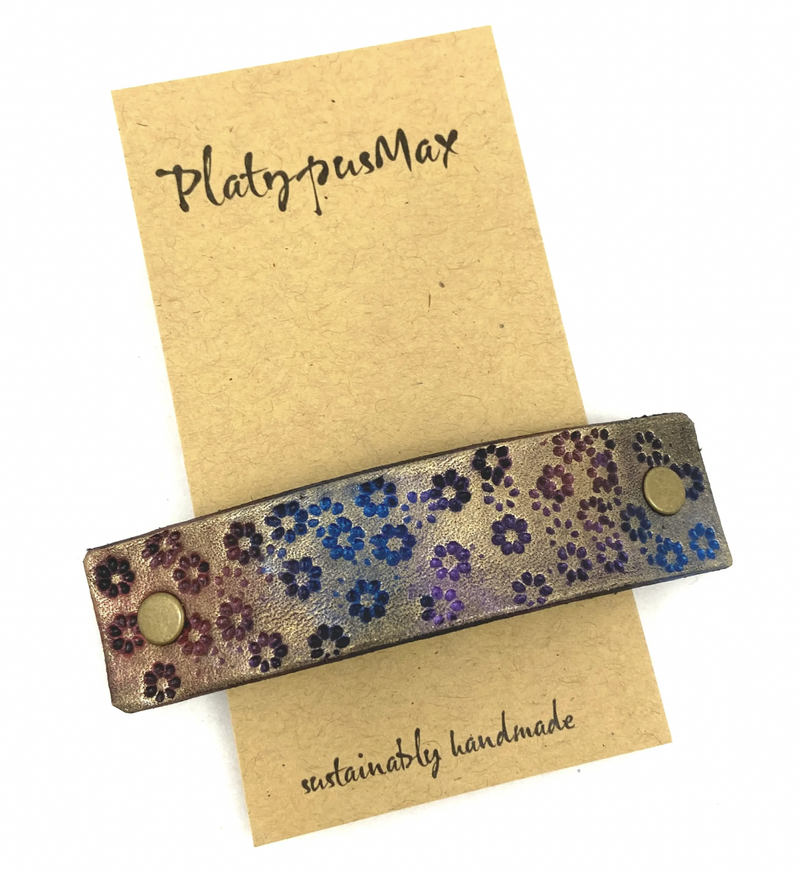 Wildflowers Leather Barrette