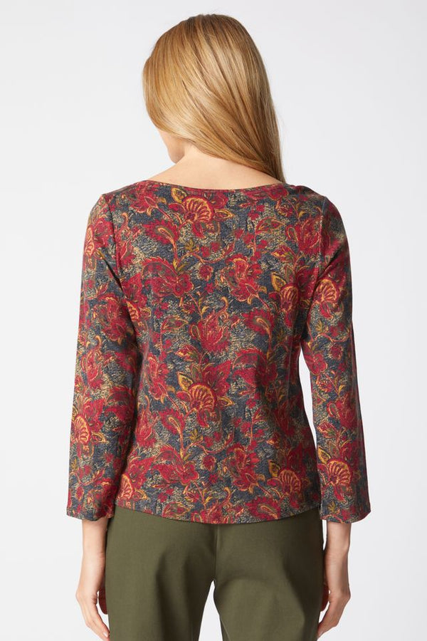 Paisley Wine Scoop Neck Top