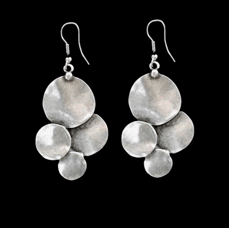 Overlap Circles Pewter Earrings