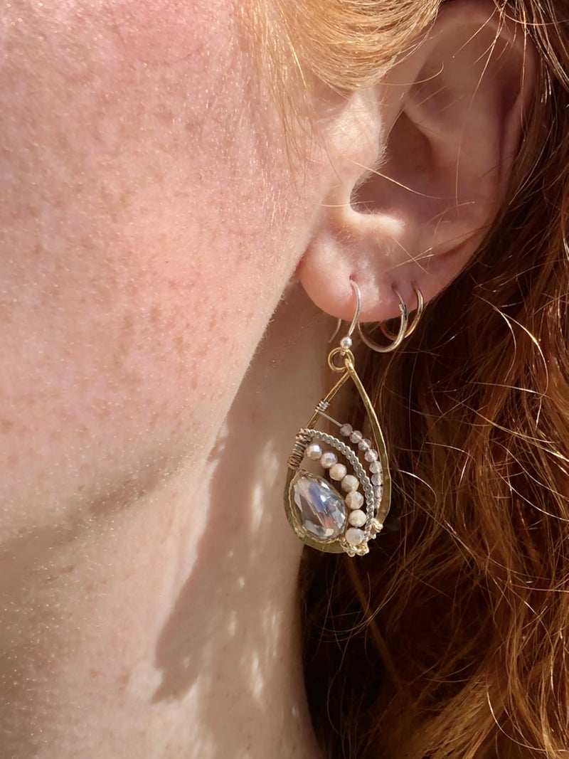 Moonstone Crescent Earrings