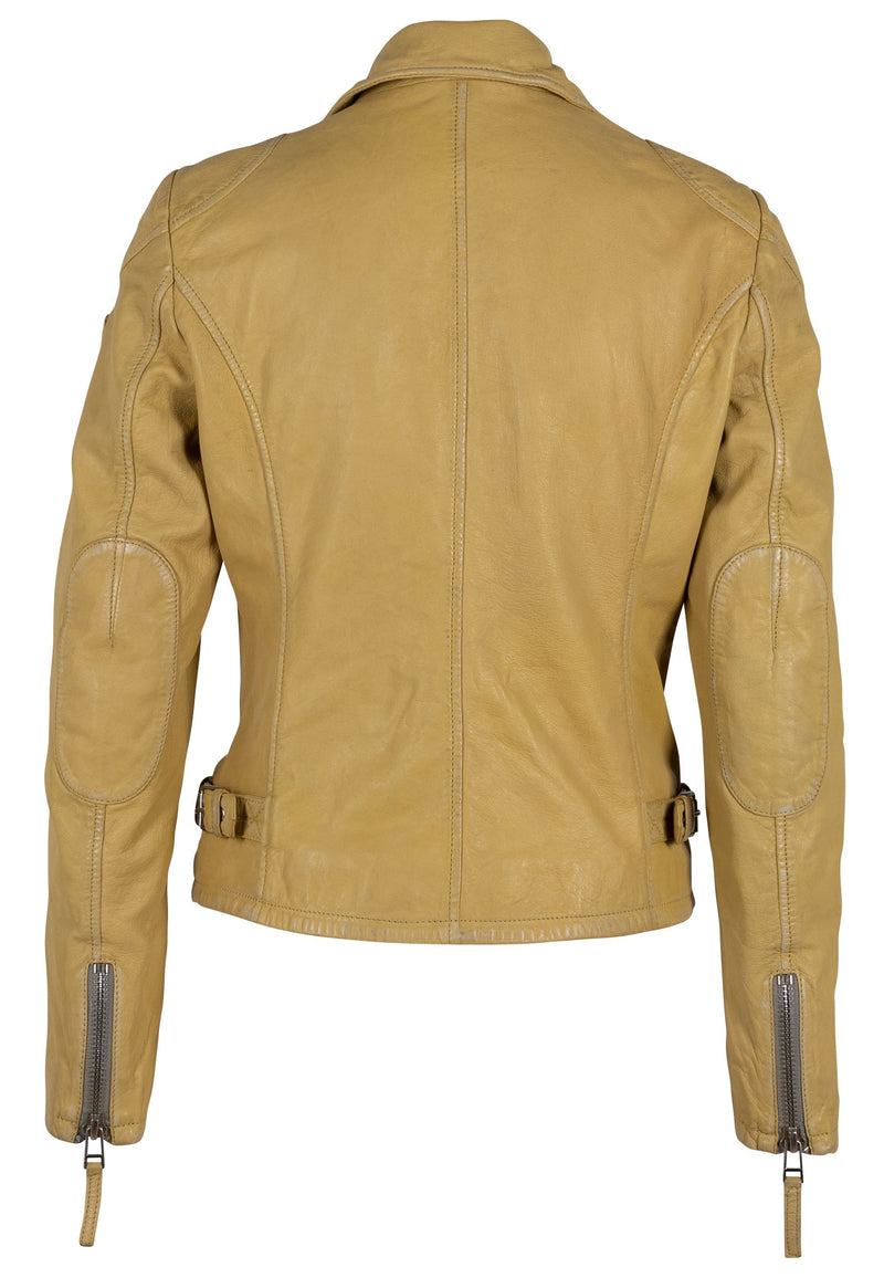 Yellow Distressed Leather Jacket