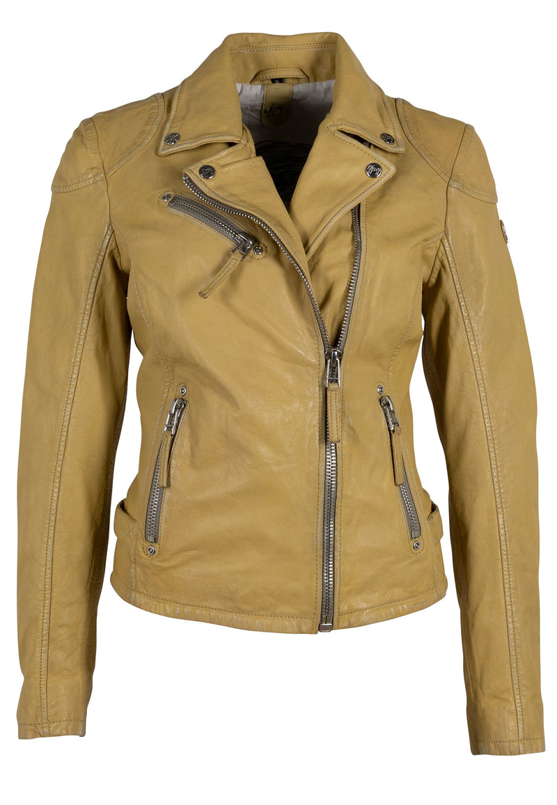 Yellow Distressed Leather Jacket