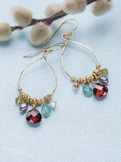Gold Hoop & Stone Earrings