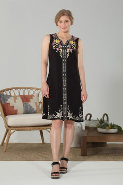 Embroidered Knit Shift Dress