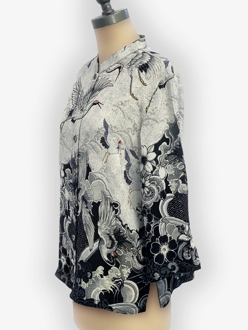 Crane Wave Silk Blouse