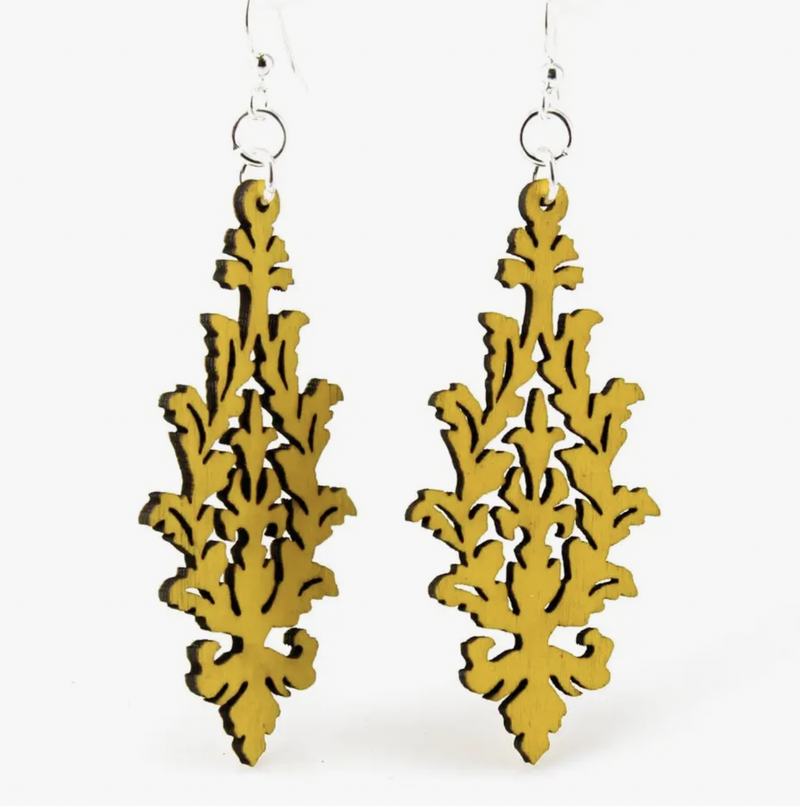 Lemon Yellow Leaf Cluster Earrings