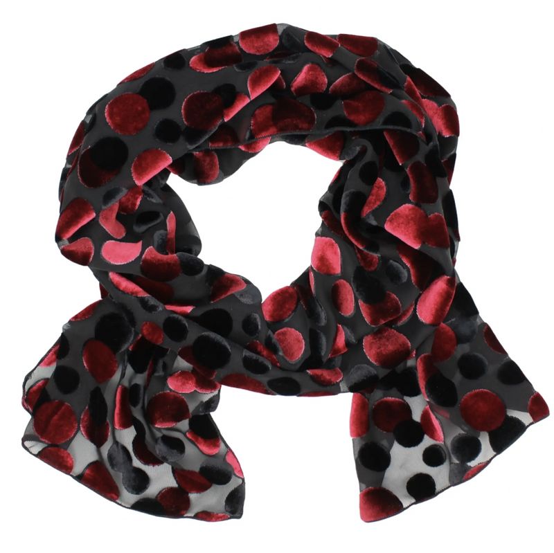 Red Polka Dot Velvet Scarf