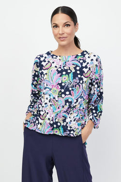 Crepe Paisley Dot Pullover Top