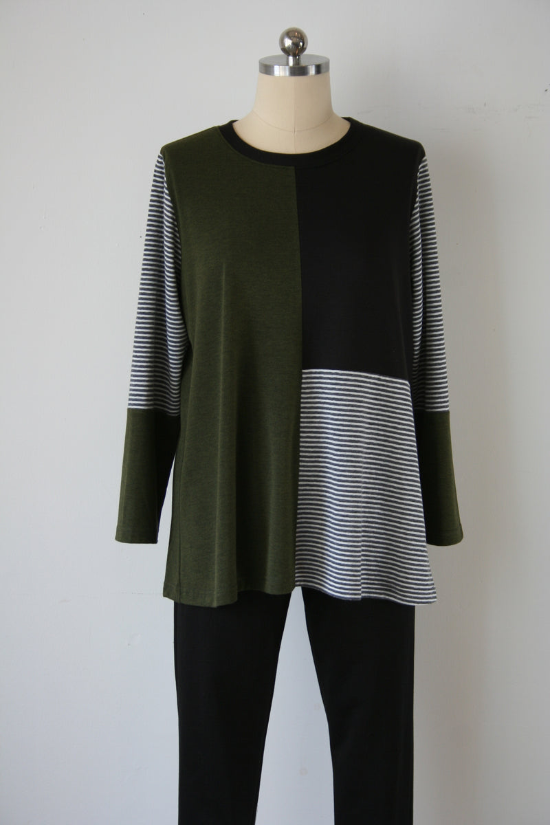 Olive Colorblock Top