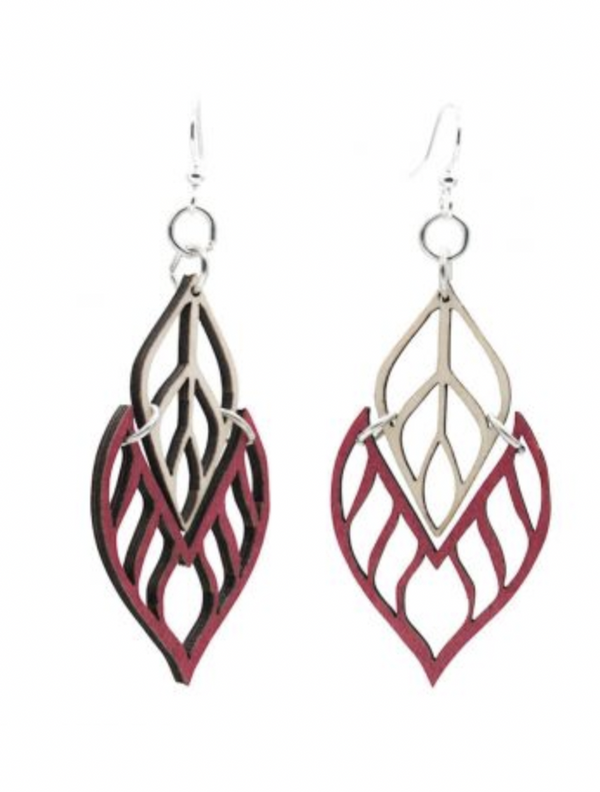 Flame Tip Wood Earrings