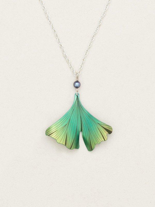 Green Gingko Pendant Necklace