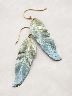 Sage Free Spirit Feather Earrings