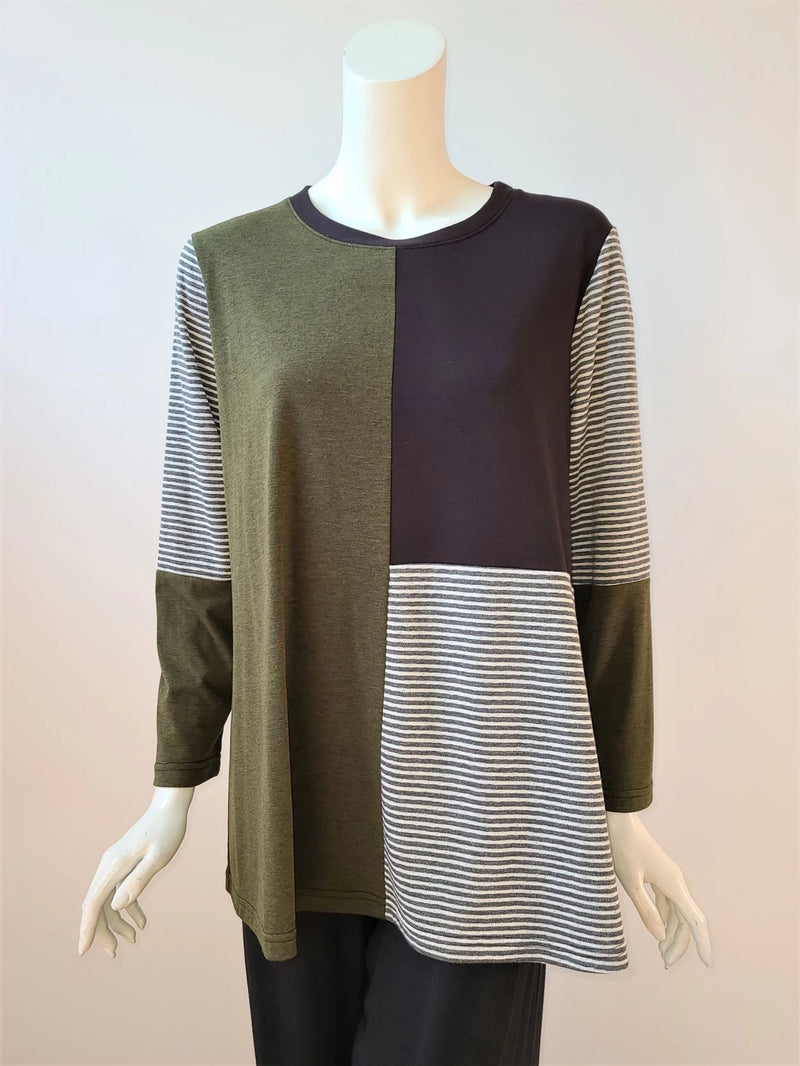 Olive Colorblock Top