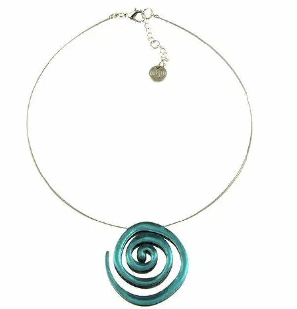 Turq Resin Spiral Necklace