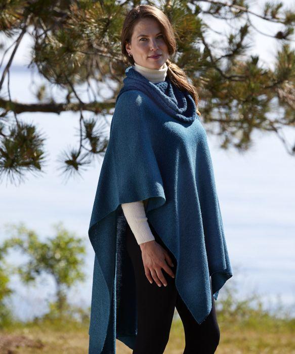 Teal Cowl Alpaca Cape