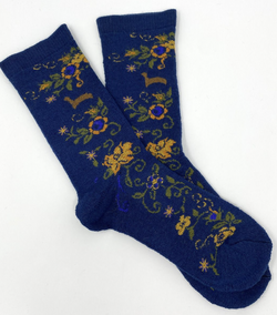 BLue Floral Alpaca Sock