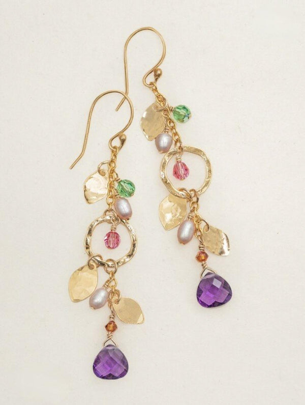 Gold Drop & Stone Earrings